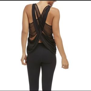 Fabletics Black Mesh and slit back Tank Top size L